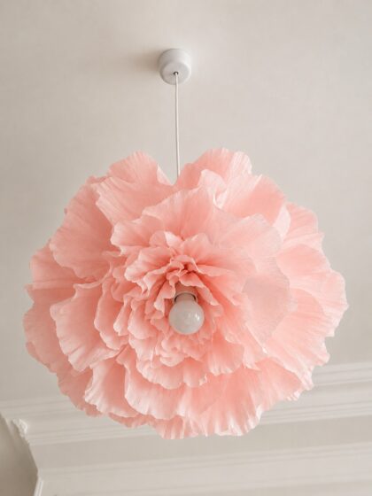 Lustre Suspendu Floral 45 cm – fleur de pivoine
